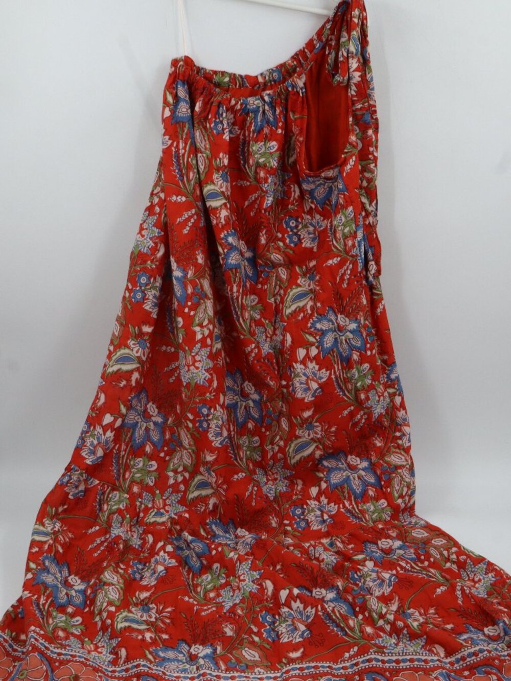 Velvet by Graham & Spencer One Shoulder Maxi Dress Womens XS Red Floral Paisley